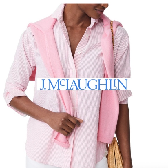 J. McLaughlin Tops - J. McLaughlin Pink/White stripe seersucker blouse,S,  G1095